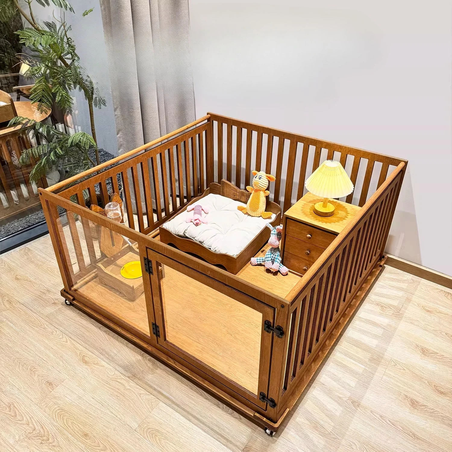 Folding Dog Fence Circle Large Retractable Modular Wooden Dog Fence Outdoor Extendable Equipment Rejas Para Mascotas Home Decor