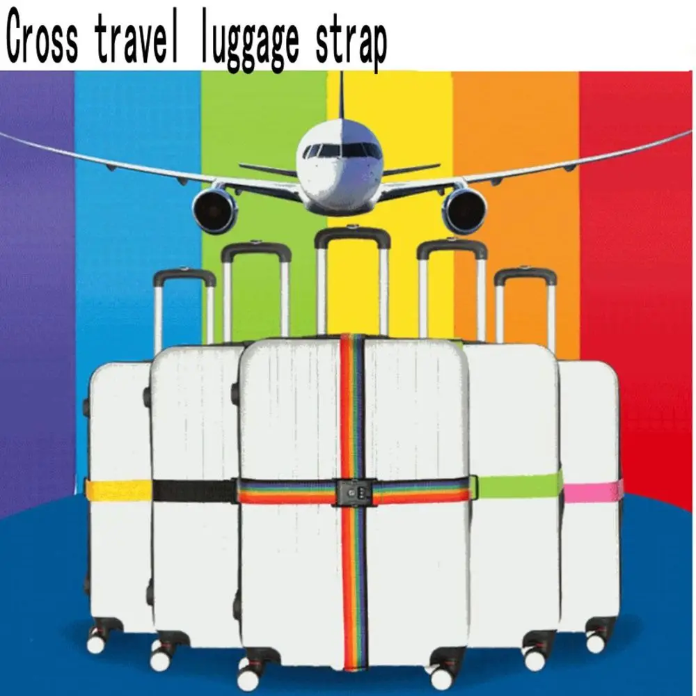 Sticker Cross Strap Luggage Strap Bundling Belt Luggage Buckle Strap Password Lock Packing Belt Travel Suitcase Accessories