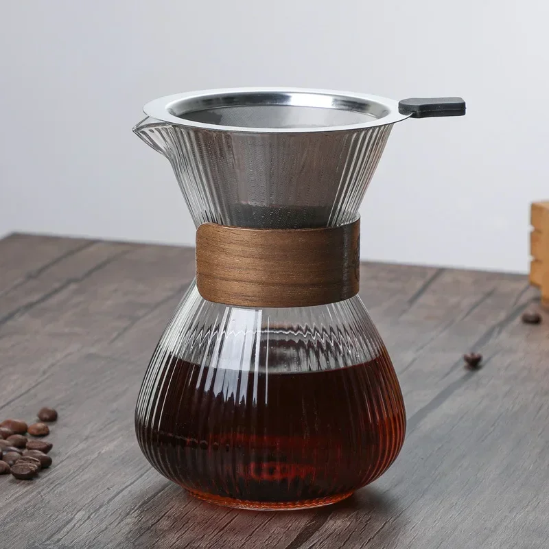 Coffee Sharing Pot Barista Tools Coffeeware Teaware Coffe Accessories Kettle Jug Pots Bar Striped Coffee Pot Hand Brewed Glass