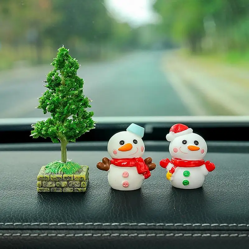 Christmas Car decoration ornaments Miniature  Statue 5pcs  Christmas Theme Resin Ornaments Santa Claus Snowman Christmas tree