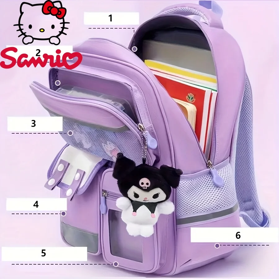  Kuromi Lightweight Backpack Adjustable Shoulder Straps Multiple Pockets Organizational Compartments Student Bag School