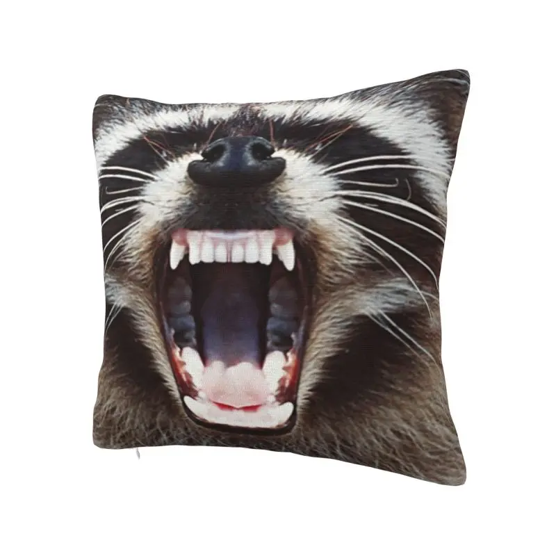 Raccoon Snarling Throw Pillow Case Home Decor Kawaii Trash Panda Racoon Cushions Cover For Sofa Square Polyester Pillowcase
