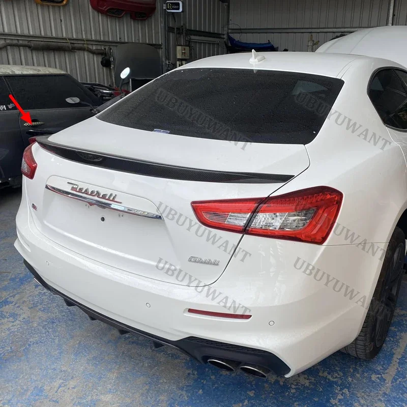 For Maserati Ghibli Rear Trunk Lip Carbon Fiber Wing Spoiler Car Styling 2014+