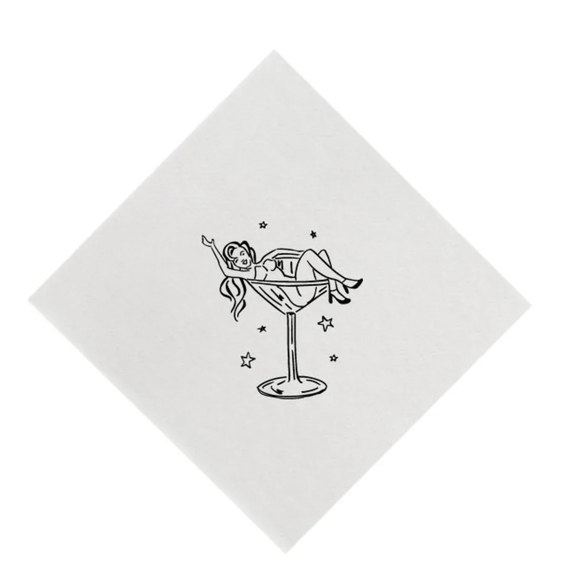 Martini Pin Up Girl Cocktail Napkin Set | Guest Towel | Foil Print | Funny | Entertaining | Hostess | Party | Appetizer | Bach