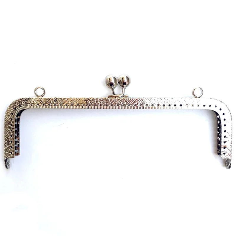 10 Uds. De cierres de beso con cerradura de flores mixtas, marco de Metal cuadrado en relieve, piezas para bolso, accesorios de 20cm