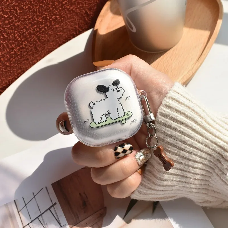 

Cute Dog Protective Earphone Cover For Samsung Galaxy Buds Live Buds Pro Buds 2 Pro Case Transparent Soft Case with Keychain