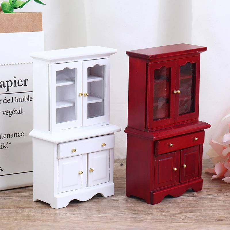 1/12 دمية أثاث مصغر متعدد الوظائف خزانة خشبية خزانة الكتب لعبة مجسمة #4