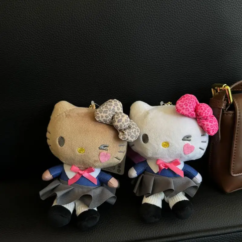 Kawaii Sanrio 헬로 키티 Jk 유니폼 키 체인 귀여운 만화 Kt 고양이 안경 펜던트 소녀를위한 절묘한 가방 액세서리 선물