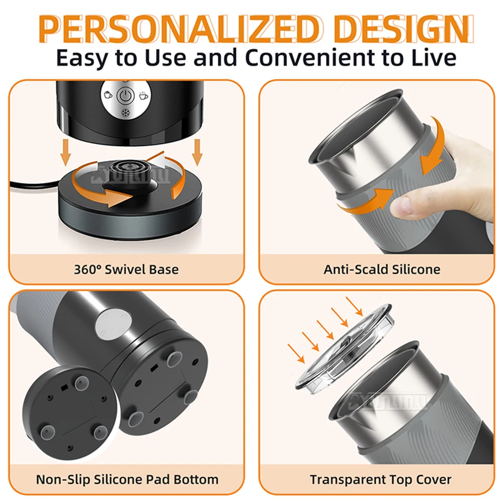 350 مللي Batedor De Leite Espuma رغوة الحليب الأوتوماتيكية متعددة الوظائف الباردة/الساخنة تأثير مزدوج رغوة الحليب الكهربائية خلاط منفصل