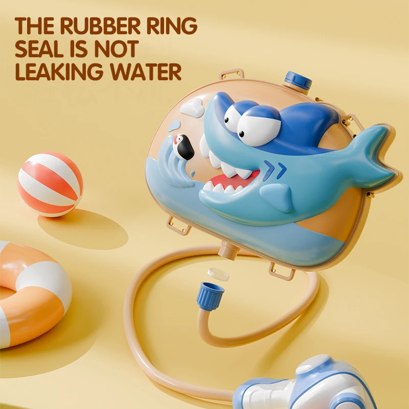 Children's Backpack Water Gun Outdoor Beach Parent-Child Interactive Toy Cartoon Dinosaur Rabbit Pull-Out Spray Water Guns Toys