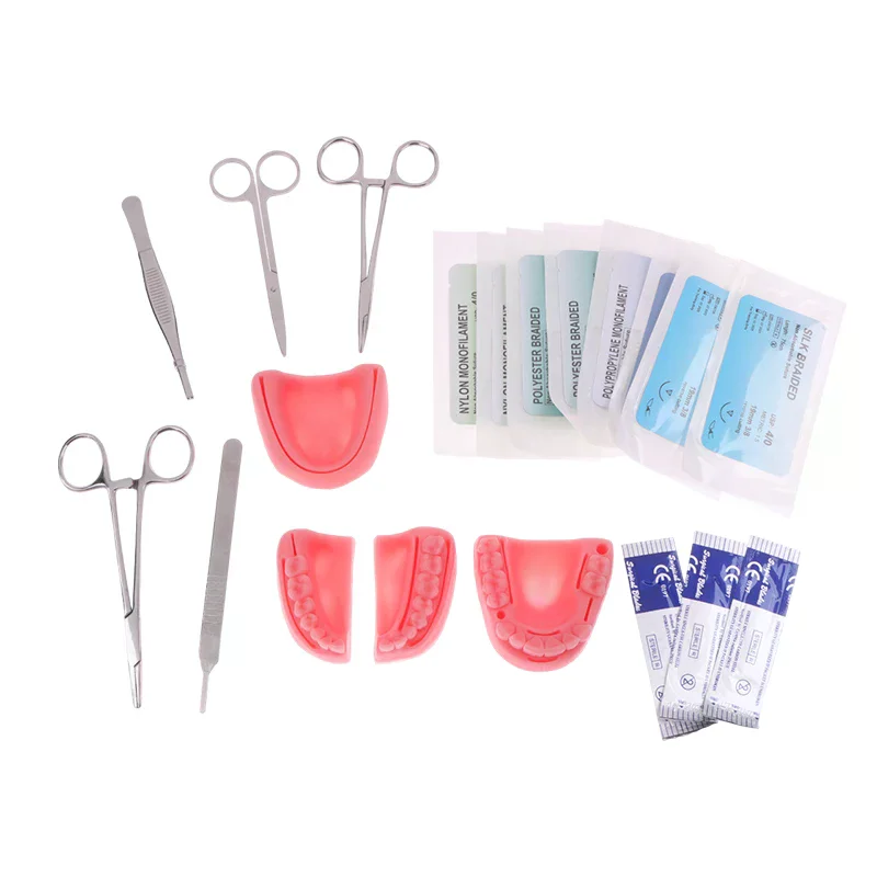 1Set Suture Teaching Operate Kit Dental Surgical Suture Training Kit Dentistry Practice Model Training Pad Scissors Tool