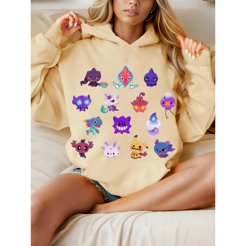 

Хэллоуин, ограниченная серия, мультяшная игра покемонов, осень-зима, толстовка с капюшоном Q-Edition, 2025 г., оригинальный свитер для мужчин и женщин, топ с длинными рукавами