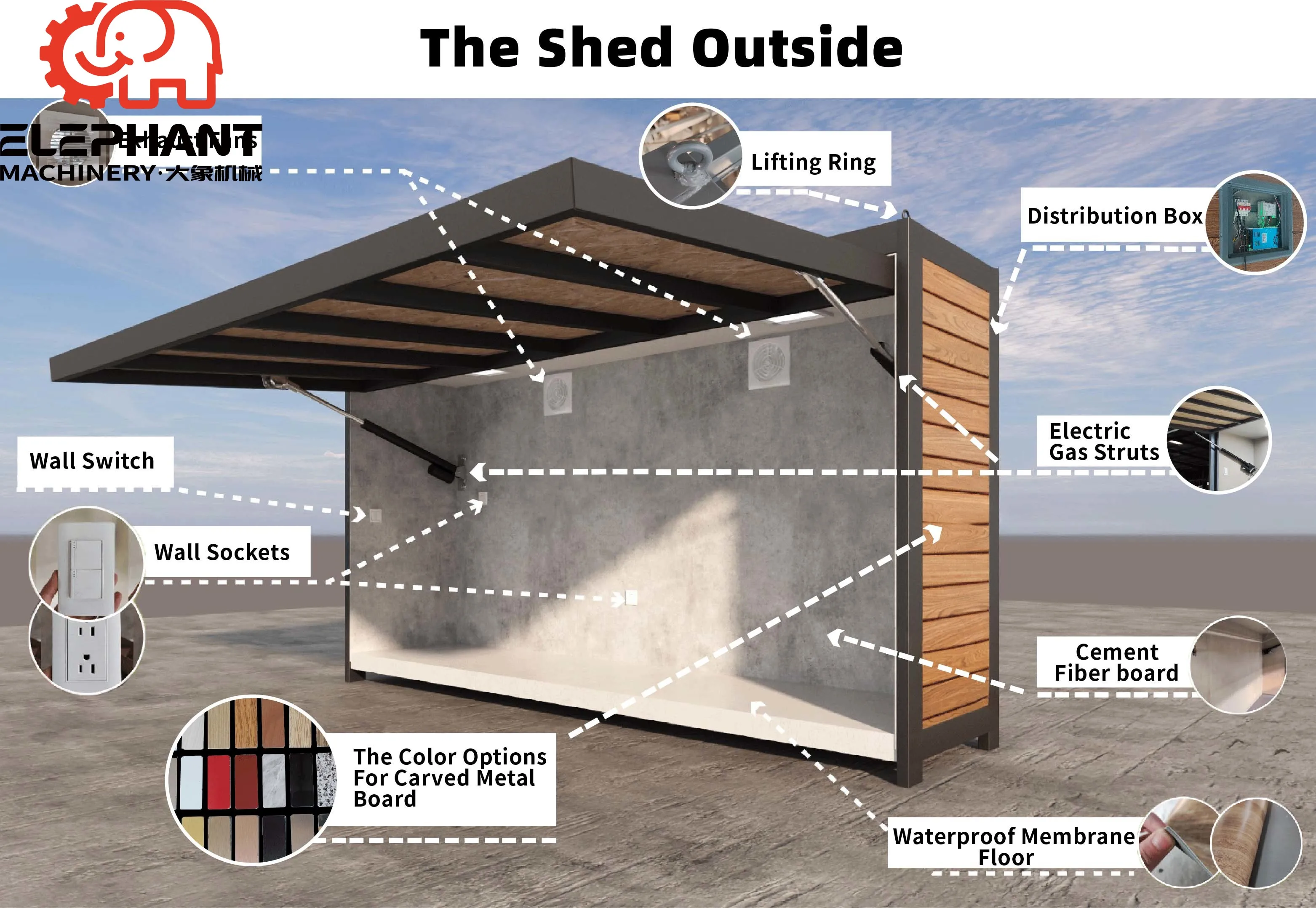 Modular SS304 Outdoor Kitchen with Disassemble Shed BBQ Grills