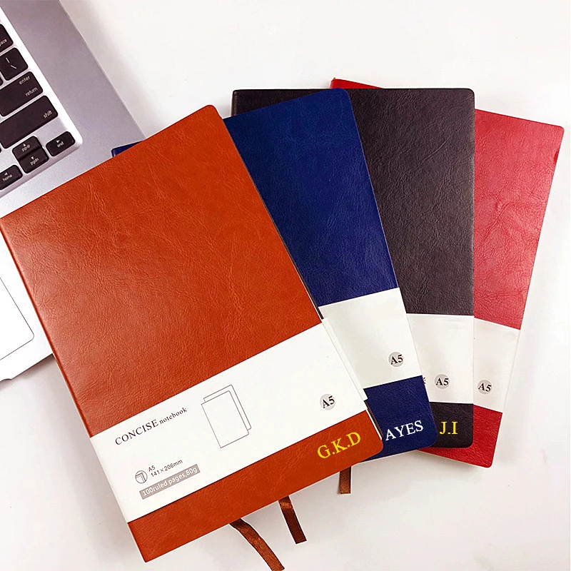 Custom Name PU Leather Cover A5 Notebook Business Office Student Schedule Book Engrave Logo Diary Planner Teacher Wholesale Gift