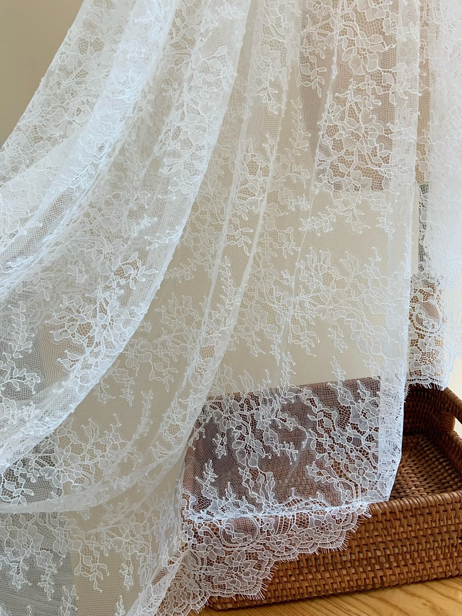 

3 ярда белая кружевная ткань шантильи с цветами для фата, свадебного платья, классический дизайн, домашнее кружево «сделай сам»