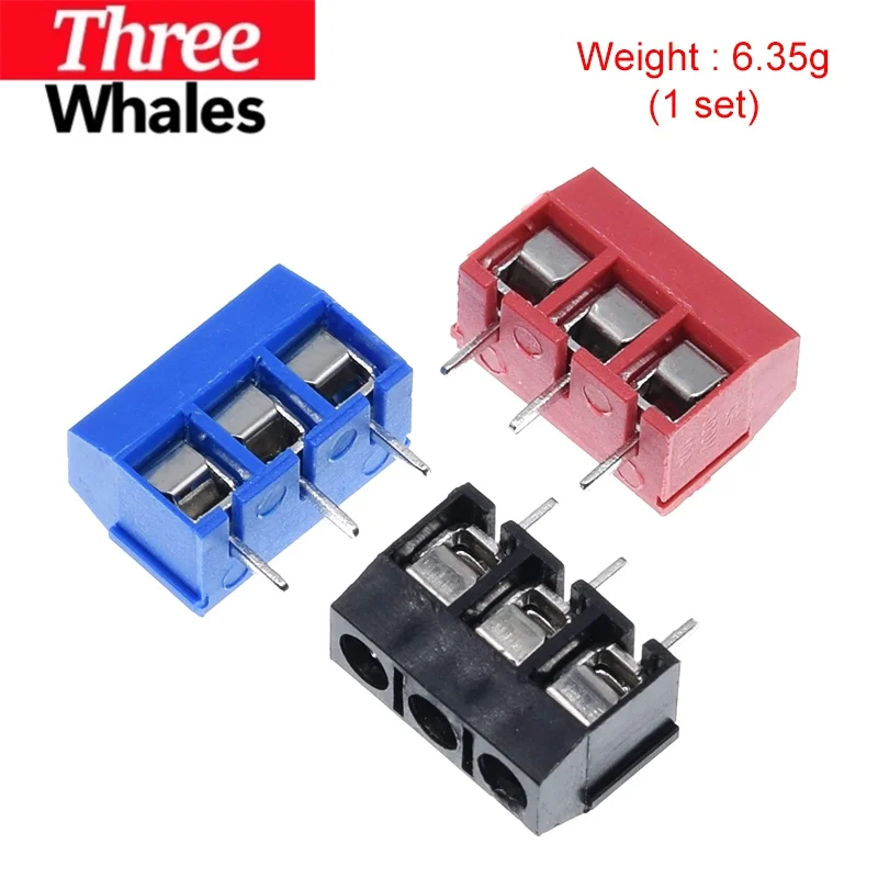 10PCS KF301- 3P screw 5.0mm terminals-block 3 Pin Spliceable terminals-block Connector Black Red And Blue Electronic component