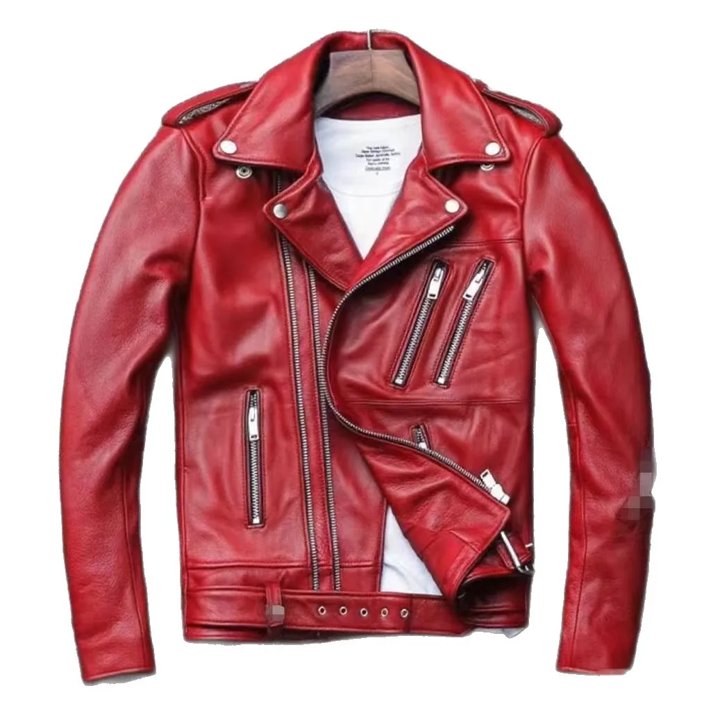 Winter and Autumn Men's Oversized Button-down PU Leather Coat with Multiple Zippers Polo Jacket, with Many Zippers Mens Jacket