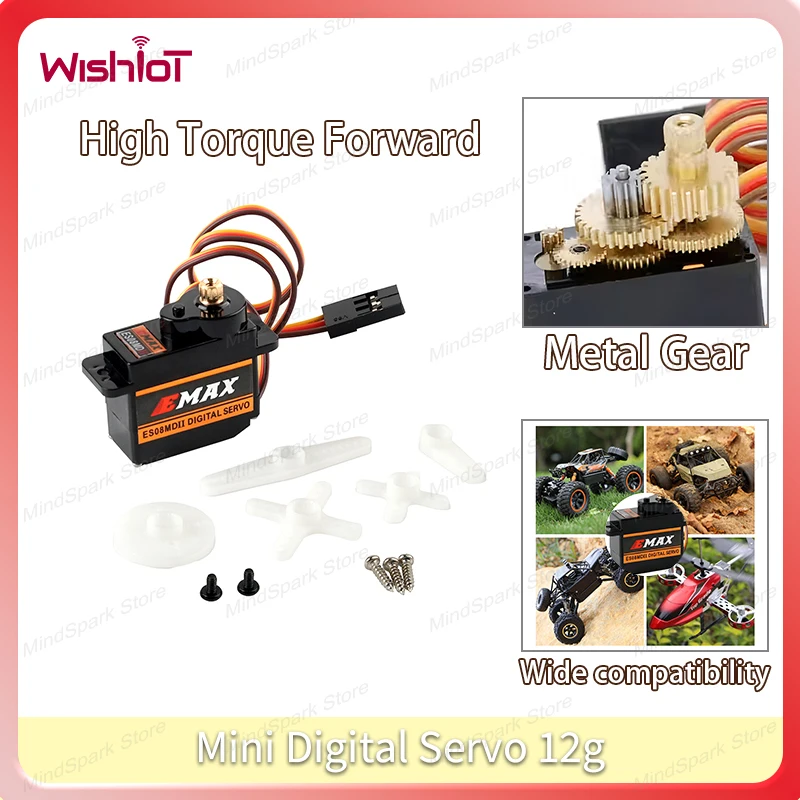 Mini Digital Servo 12g ES08MD II Metal Gear Motor High Torque Forward 4.8-6V Servos for RC Car Airplane Robot DIY Toys