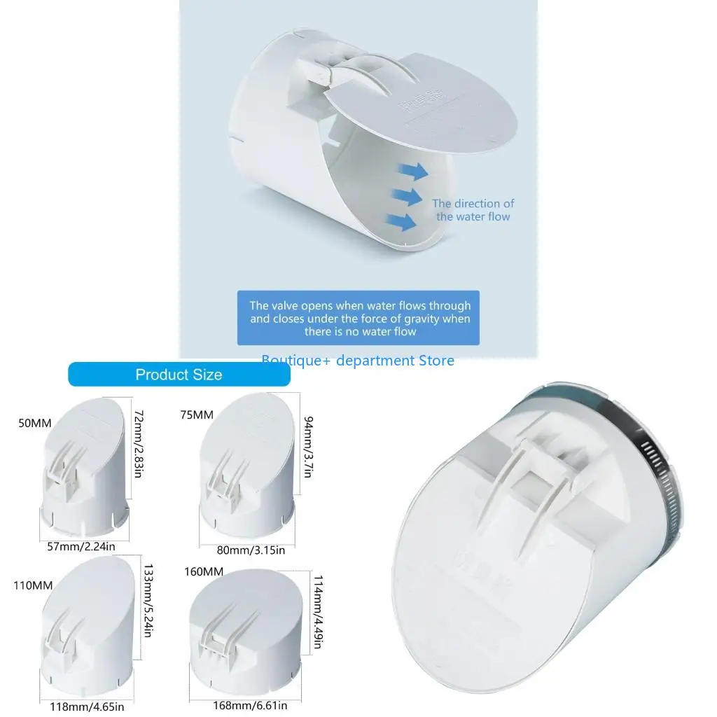 E1PD PVC Drainage Pipe Floor Drains Auto Closing Valves Rain Pipe Cap Strainer Plug Outdoor Balcony Bathroom Accessory