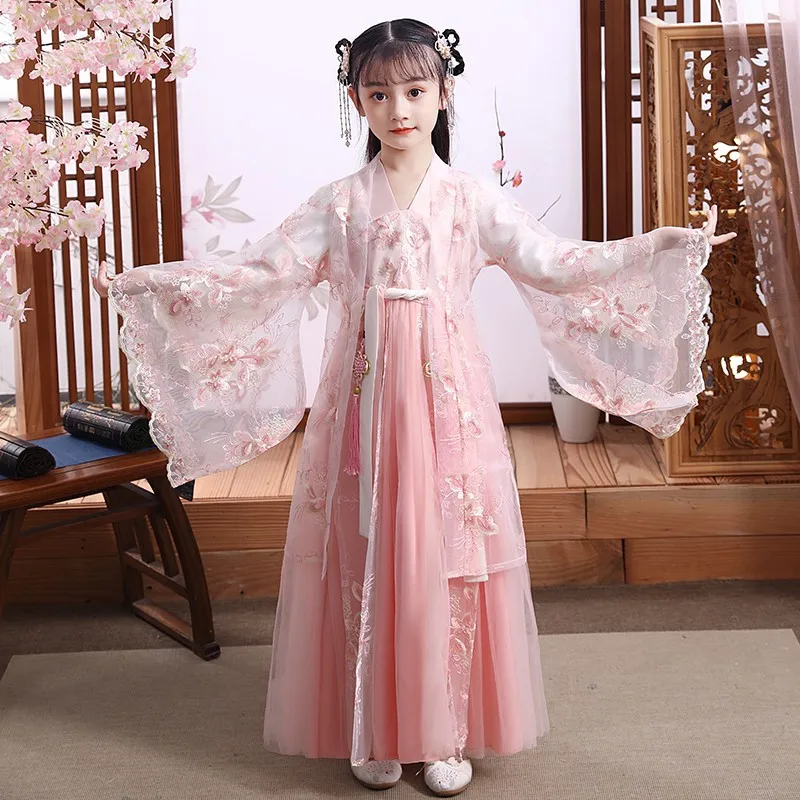 Menina moderna hanfu estilo chinês vestido de halloween fada crianças roupas vestidos tradicional cosplay crianças traje meninas vestidos