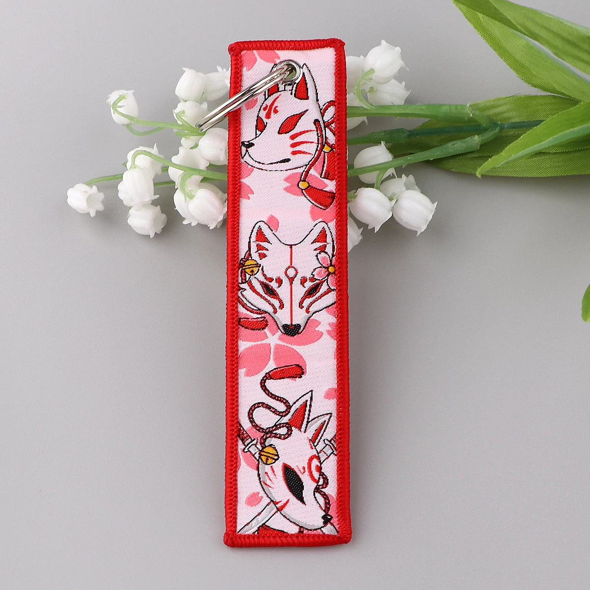 اليابانية الثعلب قناع التطريز مفتاح Fobs سلاسل المفاتيح للنساء سلسلة مفاتيح السيارة لطيف كيرينغ اكسسوارات حقيبة الظهر سلسلة بدلاية