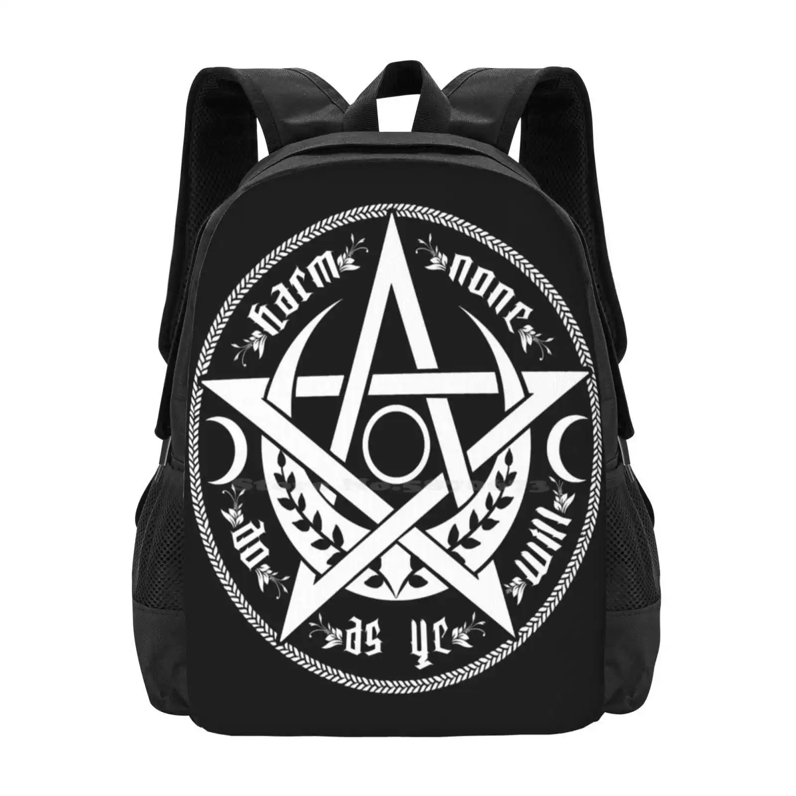 Do As Ye Will - Rede Fashion Pattern Design Travel Laptop School Backpack Bag Pentagram Pentacle Pagan Wiccan Hecate Triple