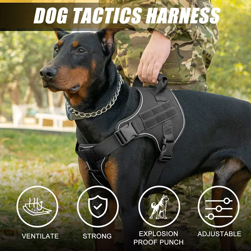 Tactical Dog Harness for Large Dogs No Pull Explosion Proof Heavy Duty Adjustable Military Grade K9 Training Walking Vest - view 5