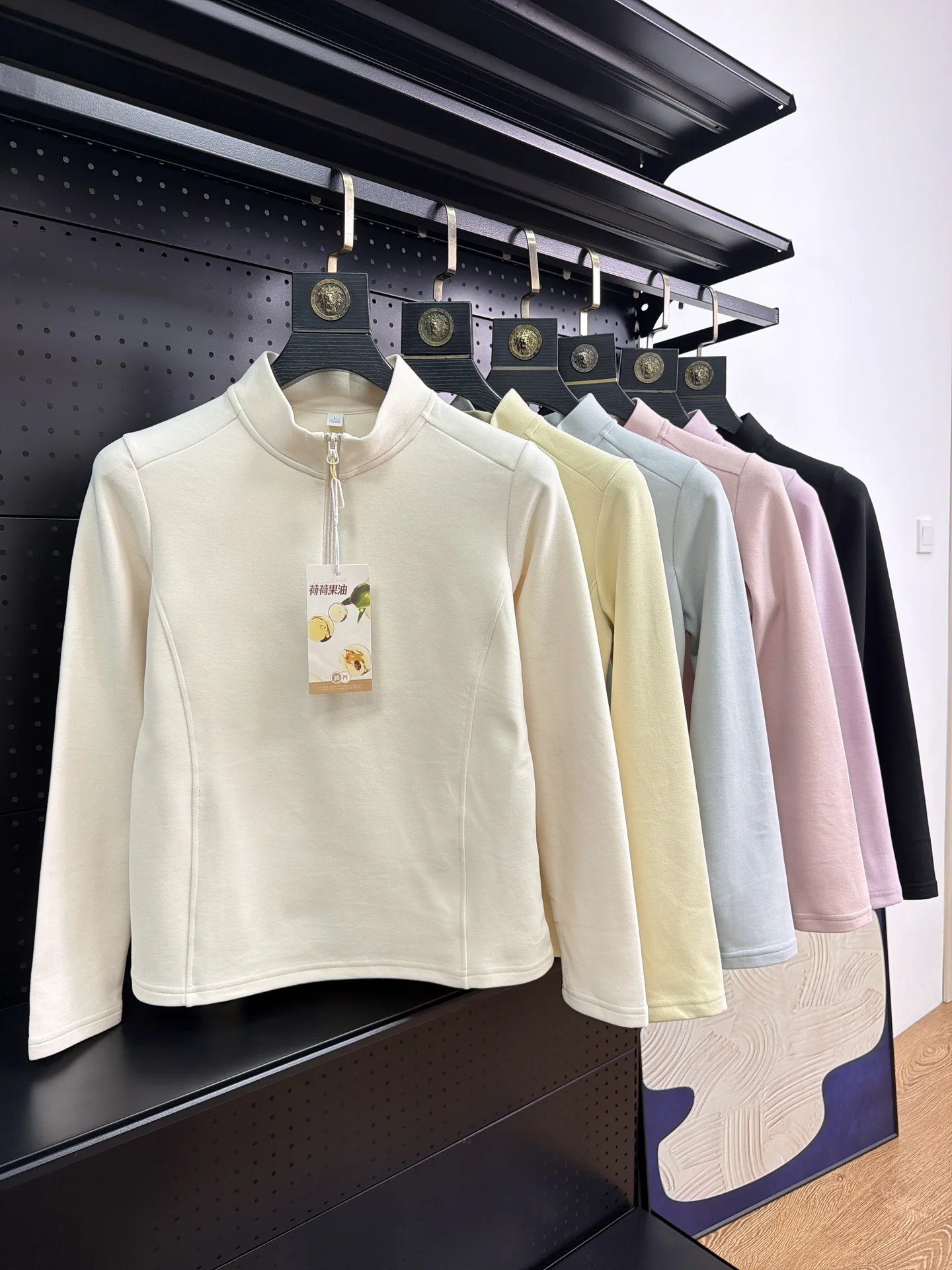 Double-Sided Velvet Long-Sleeve T-Shirt Women's Autumn Winter Slimming Half-Zip Skin-Care Fashion Casual Style Polyester Fiber