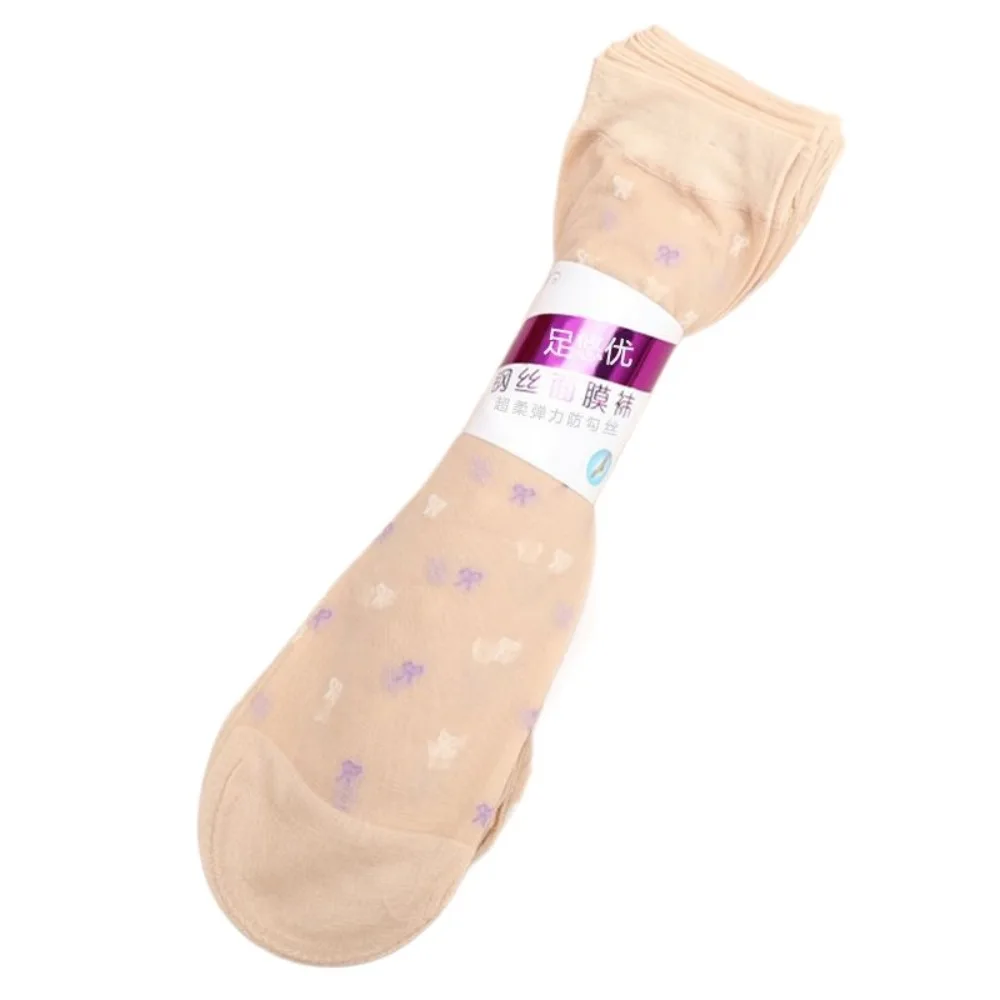 

10Pairs Transparent Crystal Silk Tube Socks Flower Ultra-thin Women Invisible Socks Hosiery Nylon Silk Sheer Socks Spring