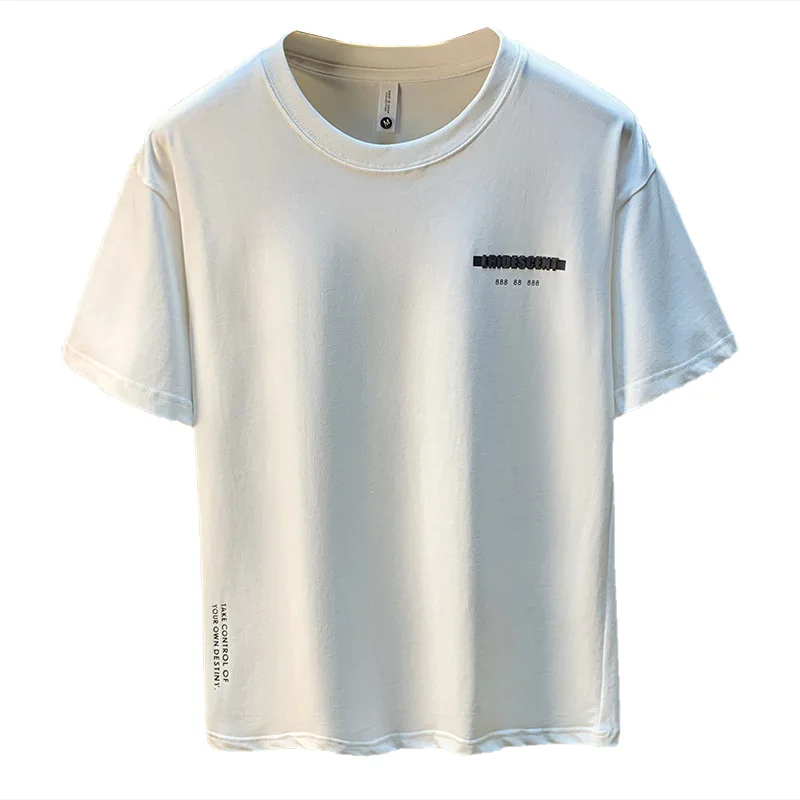 Short sleeved T-shirt for men in summer 2025, half sleeved, loose, high-end, simple, round neck, versatile men's clothing