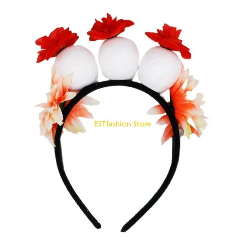Y5GC Fairy Halloween Skull Stirnband mit Rose Party Geben Sie Geschenk für Jungen Mädchen