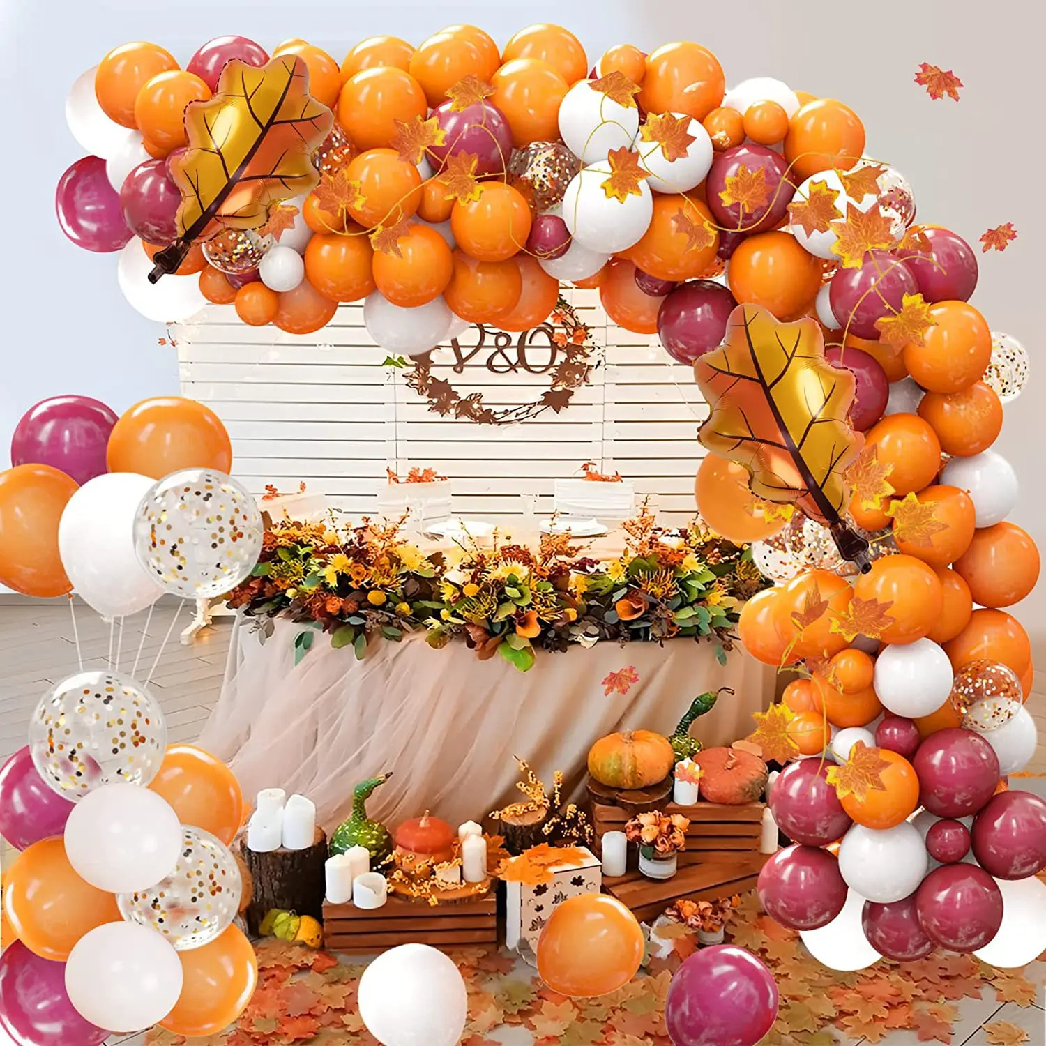 106pcs Fall Balloons Garland Kit, Autumn Color Latex Balloons For Fall Party Baby Shower Thanking Giving Birthday Party Decor