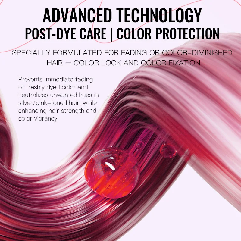 شامبو قفل الألوان وردي فضي أرجواني اللون تثبيت شامبو الشعر اشراق التطهير العناية تألق استعادة لصبغ 300 مللي