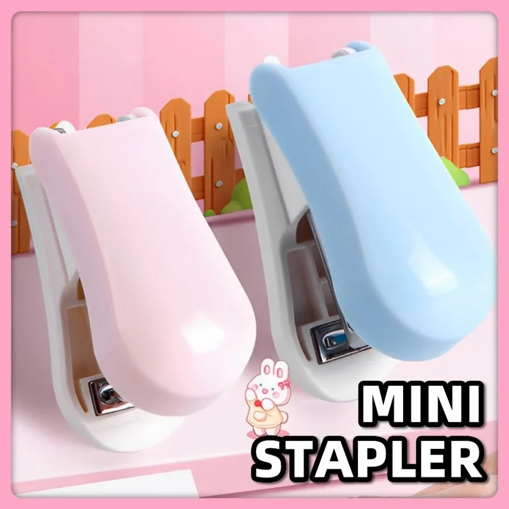 Cartoon Design Mini Stapler Small Size Convenient Student Stapler with Staples Macaron Color Test Paper Stapler Office Use