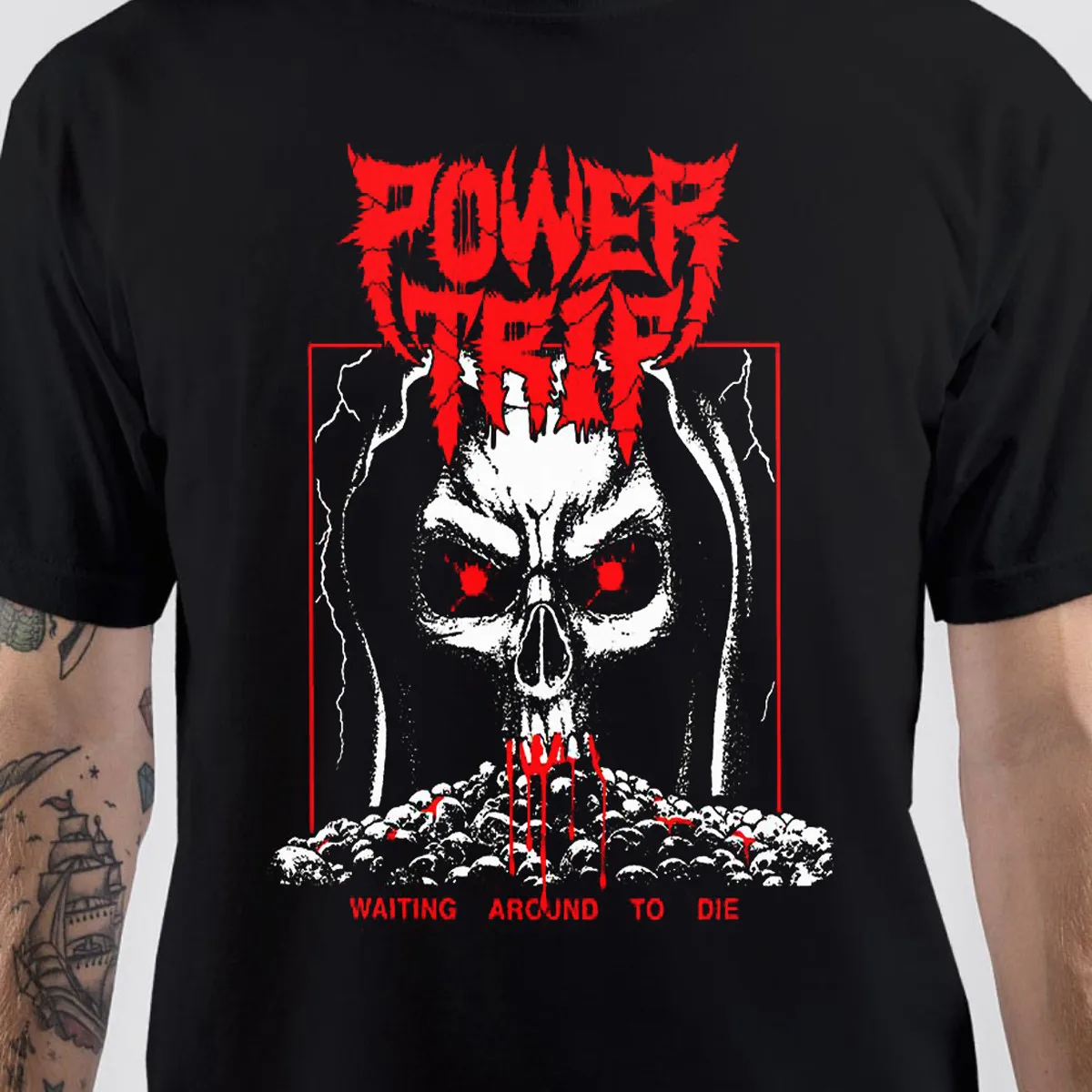 

Футболка Power Trip Band черная, хлопок, все размеры от S до 5Xl, с коротким рукавом 2F125