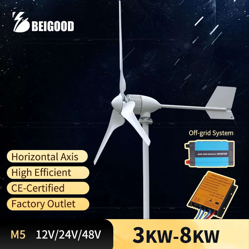 Fast Delivery 3KW 5KW 8KW Wind Turbine Windmill Wind Generator High Efficiency Clean Energy 12/24/48V With MPPT Hybrid