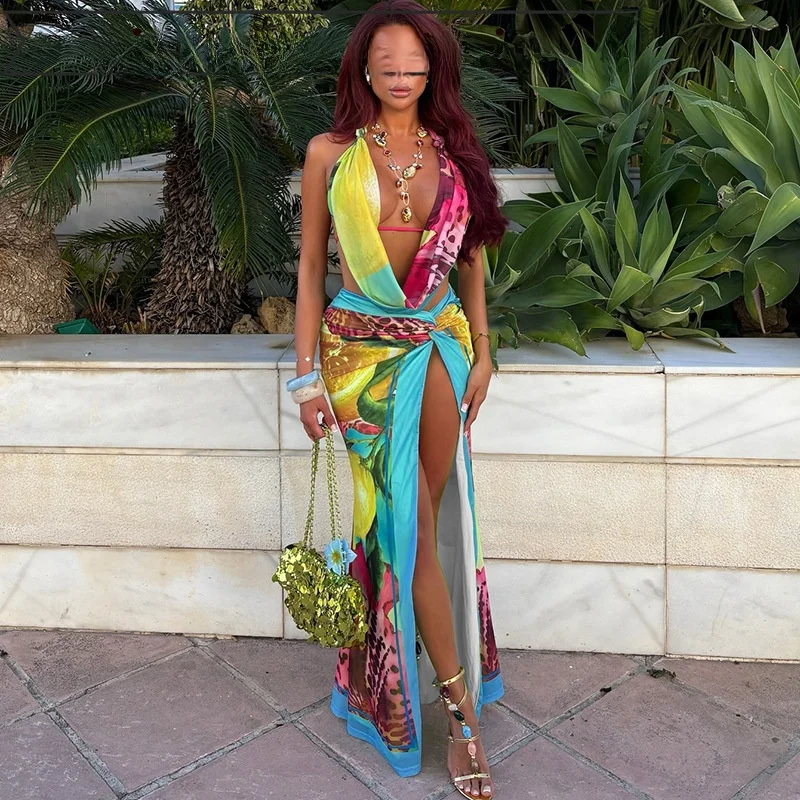 

Сексуальное кружевное платье-макси с разрезом, облегающее, с открытой спиной, модное, летнее, для женщин