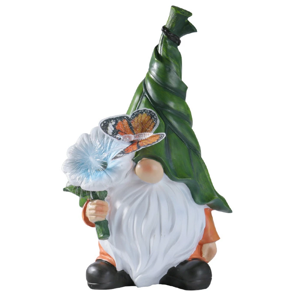 

American Garden Solar Elf Dwarf Resin Ornament Garden Dwarf Sculpture Luminous Night Decor Home Living Room Office TV Cabinet