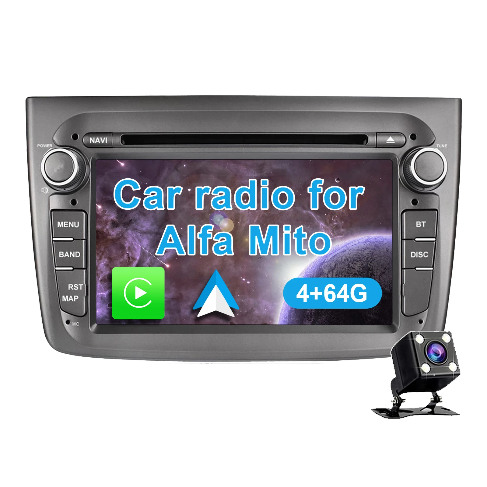 

Android 14 Car radio for Alfa Romeo Mito (2008-2019) (4+64G) CarPlay Android Auto GPS BT Steering Wheel Control, FM AM radio