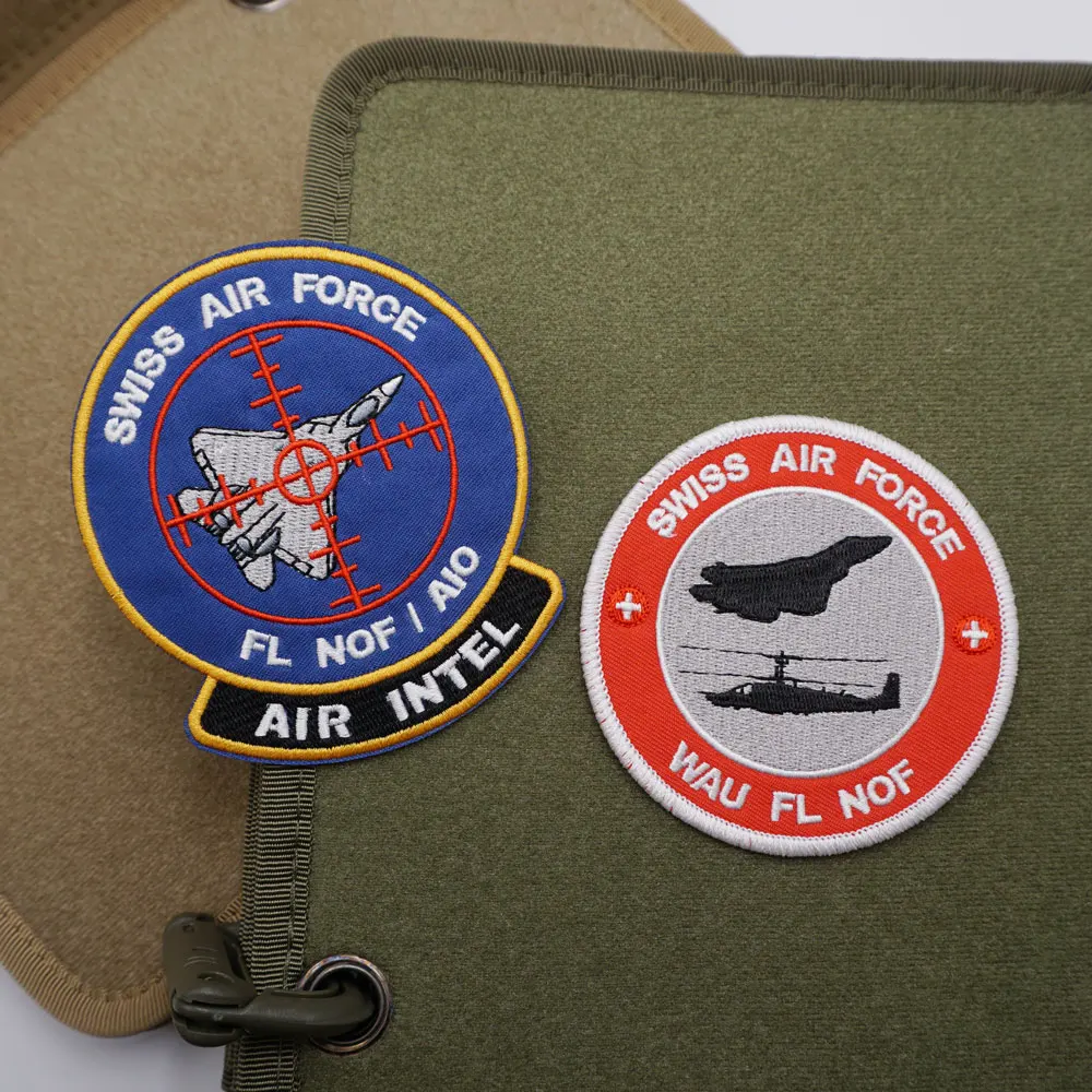 SWISS AIR FORCE,high quality military tactical embroidery patches, labels, badges, with hooks,customizable