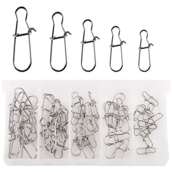 50pcs/set Carabiner Tackle Tool Fly Fishing Accessorie Fishing Connector Swivel Snap Pin Strong Strength 12kg-35kg Fishhook Lure