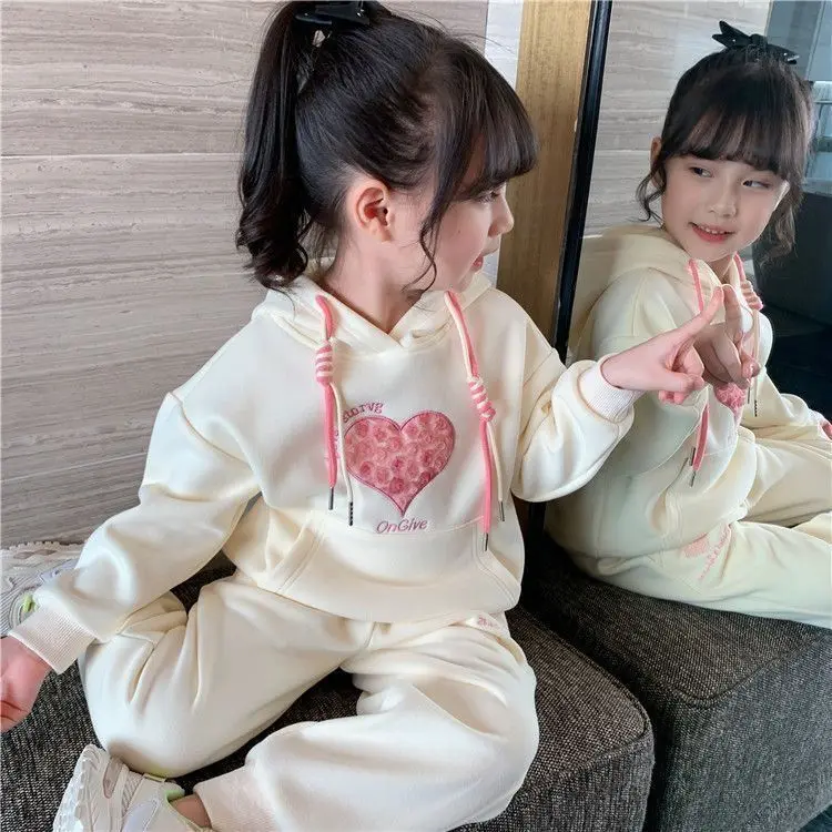 2024 Spring Girls Clothing Sets Kids Casual Sweatshirt+pant 2pcs Suit Autumn Tracksuit Children\'s Thicken Printing Sportswear