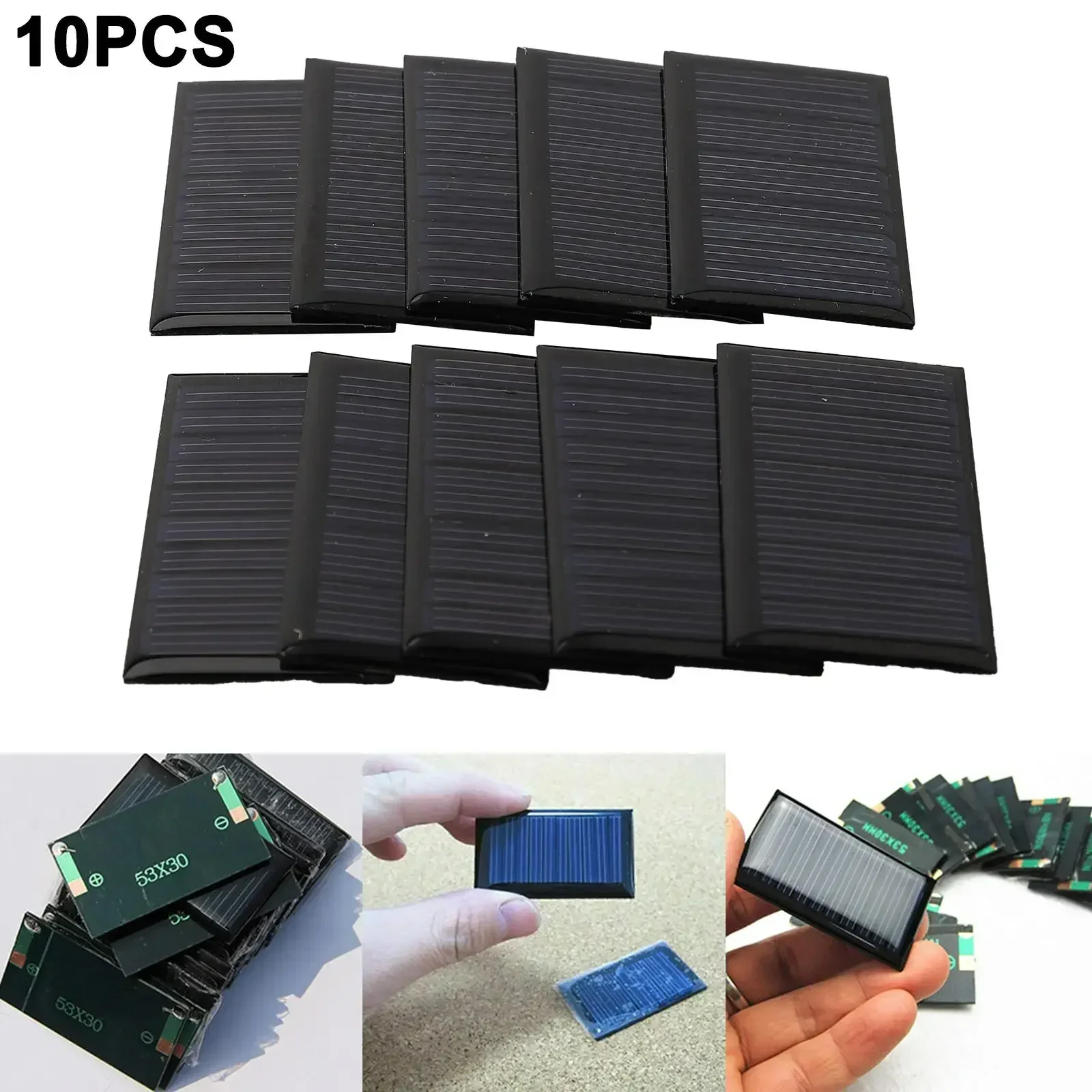 

10PCS Polycrystalline Solar Panel 5V 30mA - 53X30mm Portable Mini Solar Cells For DIY Solar Charger Sun Power Module