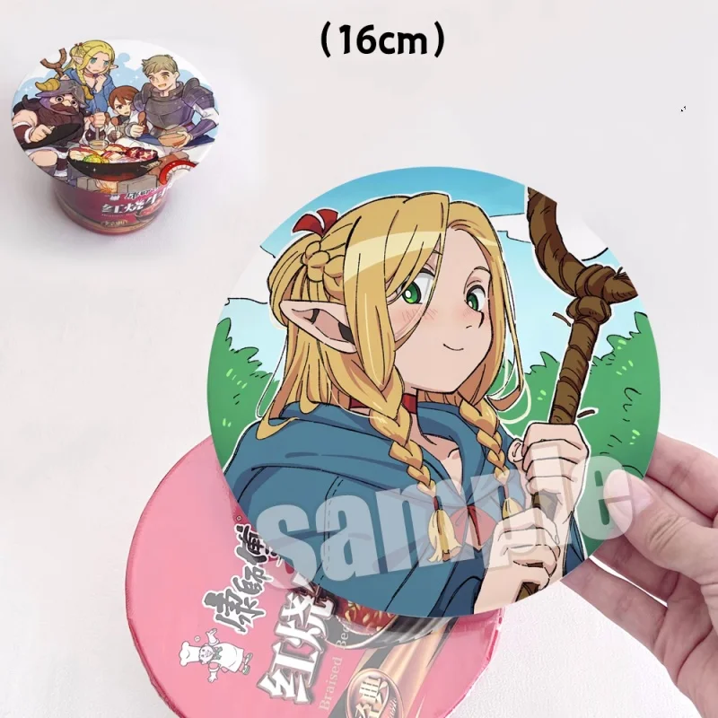 

Anime Delicious in Dungeon Big 16cm Badge Stand Figure Brooch Pins Noodles Instant Noodles Lid Cosplay Gift A7059