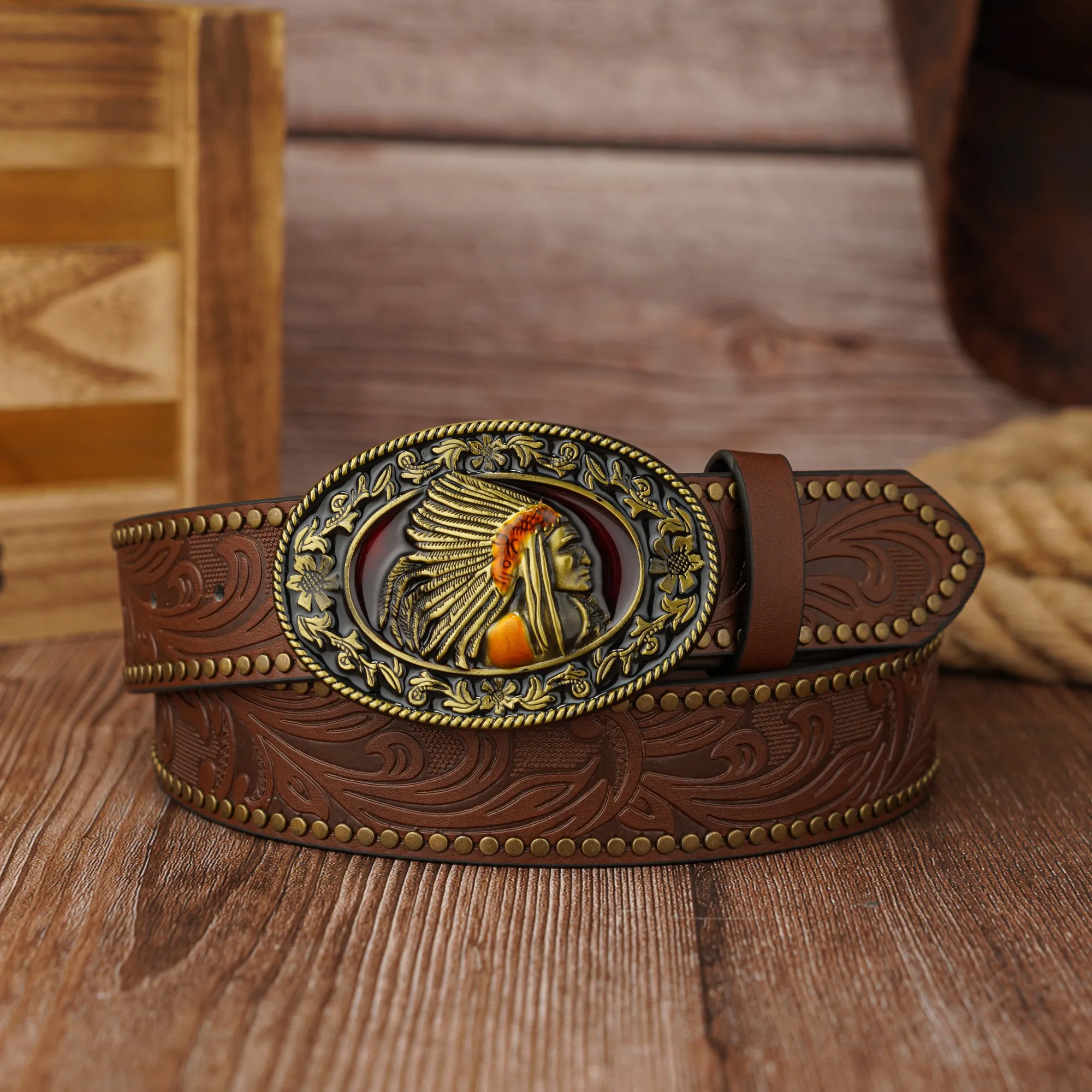 حزام برشام مزخرف من الدانتيل Ann Chieftain ذو إبزيم من البولي يوريثان #6