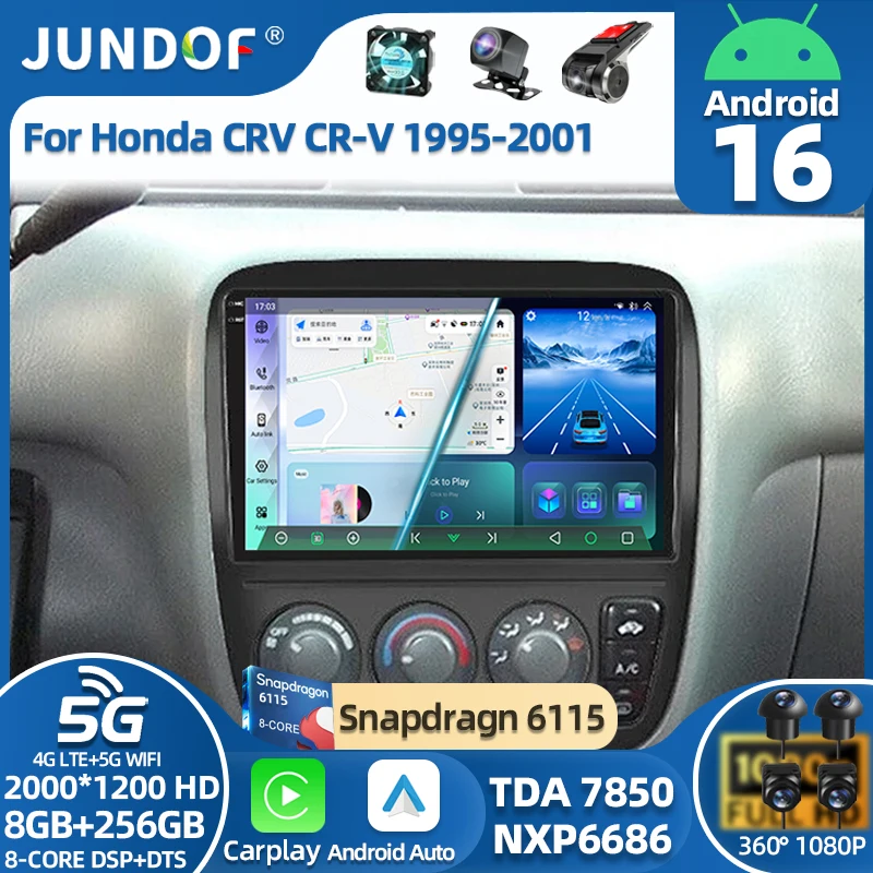 

Android 16 Car Radio For Honda CRV CR-V 1995 1996 1997 1998 1999 2000 2001 Multimedia Stereo Video Player QLED 4G WIFI Qualcomm