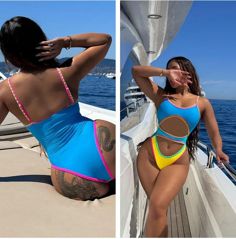 

2025 Sexy Hollow Swimwear Women Backless One Piece Swimsuit Maio Biquini Mujer Trikini Maillot Femme Badpak Monokini купальники