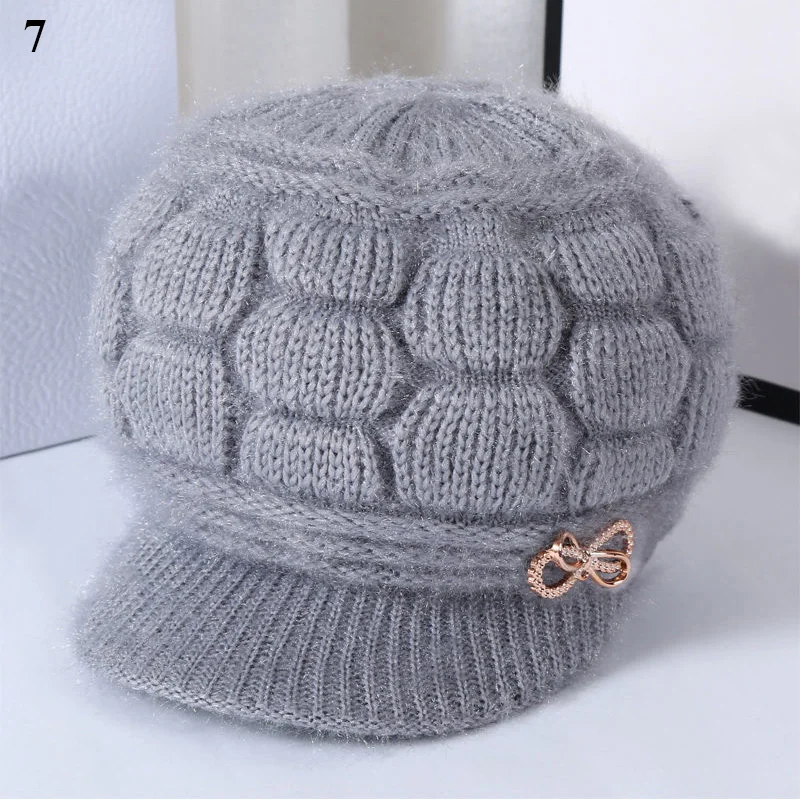 Nowych kobiet ciepła czapka typu Beanie zimowy kapelusz dyni czapka z daszkiem krótki rondo babcia dzianiny wiatroszczelna czapka Stretch Headwrap