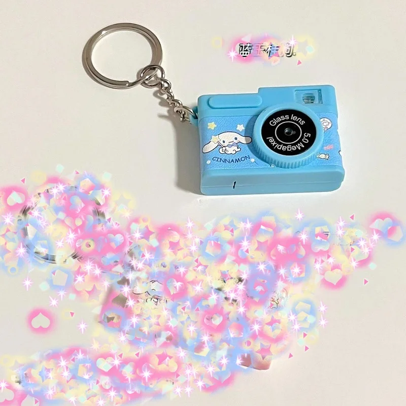 Kawaii Sanrio Hellokitty My Melody Kuromi Pochacco LED Simulation Light-Emitting Mini Camera Pendant Anime Keychain Bag Pendant