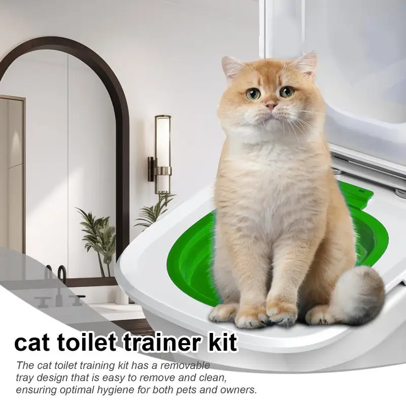 Cat Toilet Training System Toilet Litter Box Trainer Cat Potty Trainer Kit Reusable Toilet Litter Box Trainer For Hygienic Pet